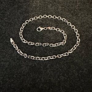 925 Sterling Silver solid 4mm chain Necklace 16in length Made in Italy